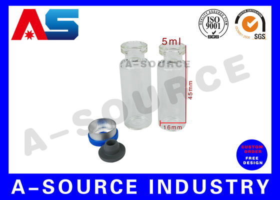 ขวดแก้วขนาด 5 มล. ขวดแก้วขนาดเล็กพร้อมจุกยางและฝาพลาสติกอะลูมิเนียม 13# สำหรับเปปไทด์ / สารเสริมสมรรถภาพ