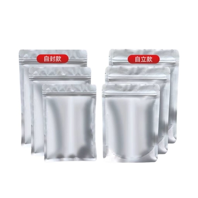 กระเป๋าสะพายแผ่นอัลลูมิเนียม MOQ 100pcs อัลลูมิเนียมเงิน Zip Lock กระเป๋าสะพายสําหรับแท็บเล็ต 50