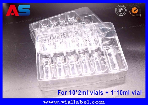 กระปุกบรรจุผง PET ใส สําหรับ Vials 10 x 2ml + Vial 1 x 10ml