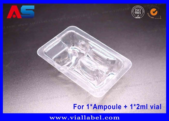 ช่อง PET Blister ใส กล่อง 2 ห้อง ปลอดภัยสําหรับ Ampoule 1ml และ Vial 2ml ผ่านการรับรอง ISO มีประสบการณ์การส่งออก 12+ ปี