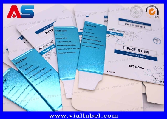 UV แมทท สีโลหะยา Tirzepatide กระดาษกล่องฉลากกระเป๋าสําหรับ 2 กระปุกของ 2 ml