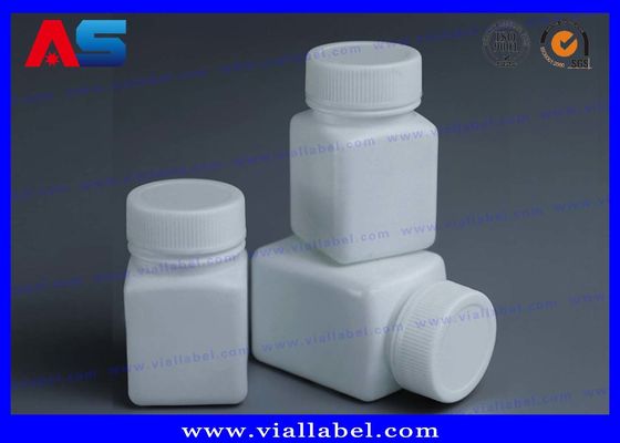 ร้านขายยาสำหรับสัตว์เลี้ยง ขวดเม็ดยาพลาสติกสีขาว ขนาด 50 มล. พร้อมฝาเกลียว ทรงสี่เหลี่ยม ซีลแบบไวต่อแรงกด
