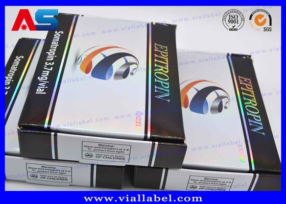 กล่องกระดาษสีขาวมันวาวสำหรับ 10 IU ฉีดแอมป์ขวดสำหรับการเพาะกายการเจริญเติบโตของมนุษย์