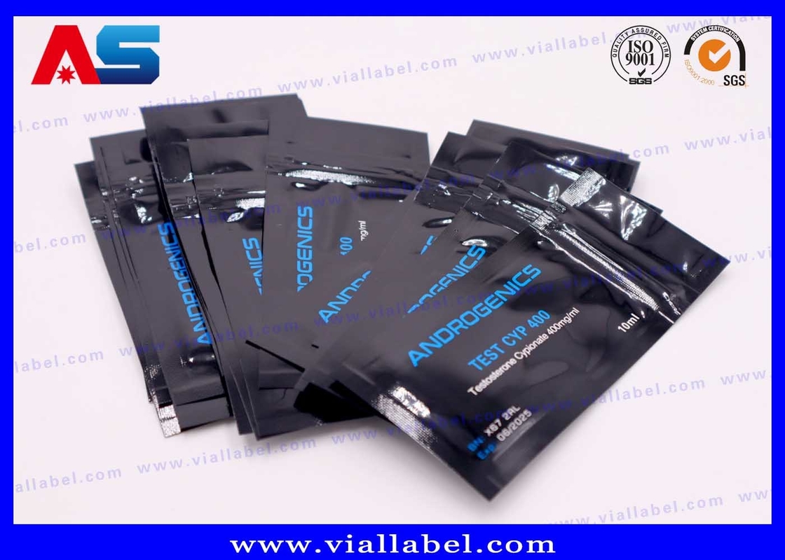 พิมพ์สีดํา กระเป๋าแผ่นอลูมิเนียมสําหรับ 10ml Vial Androgenics Test Cyp 10ml กระป๋อง