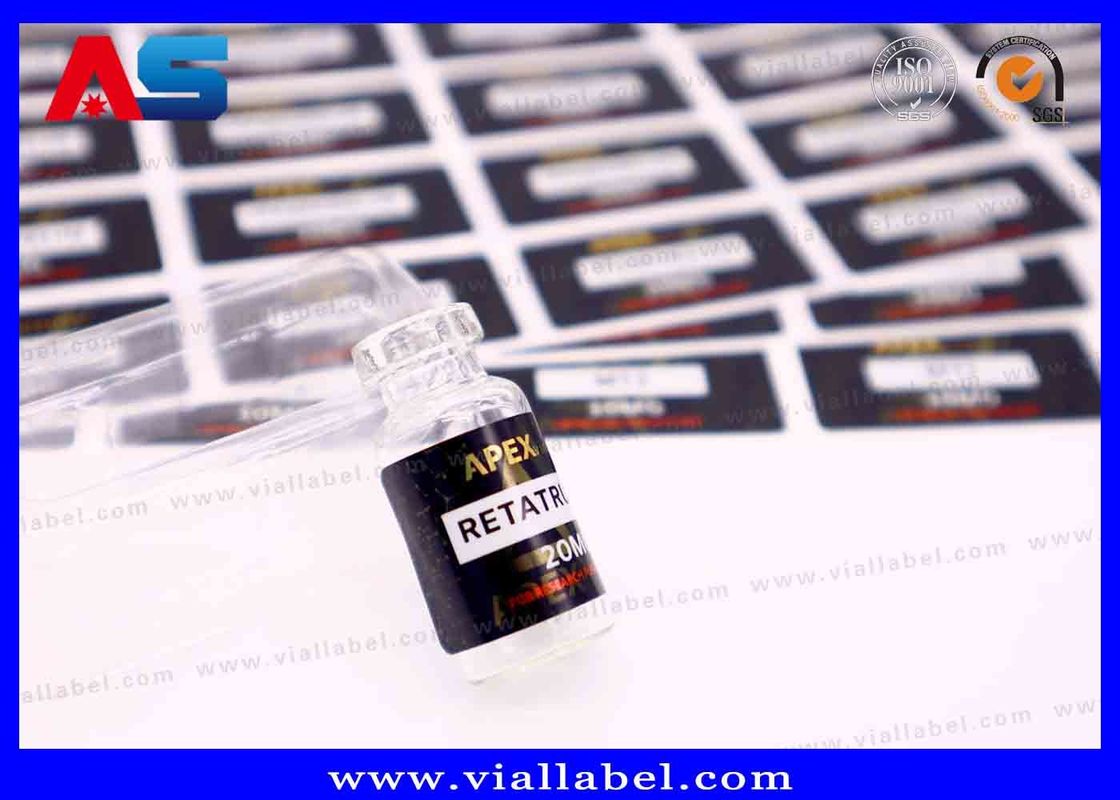 ฉลากขวดเล็กฟิล์มไข่มุกสีขาวสำหรับสติกเกอร์น้ำมันฉีด, สติกเกอร์ขวด Hcg การพิมพ์โลโก้ที่กำหนดเอง