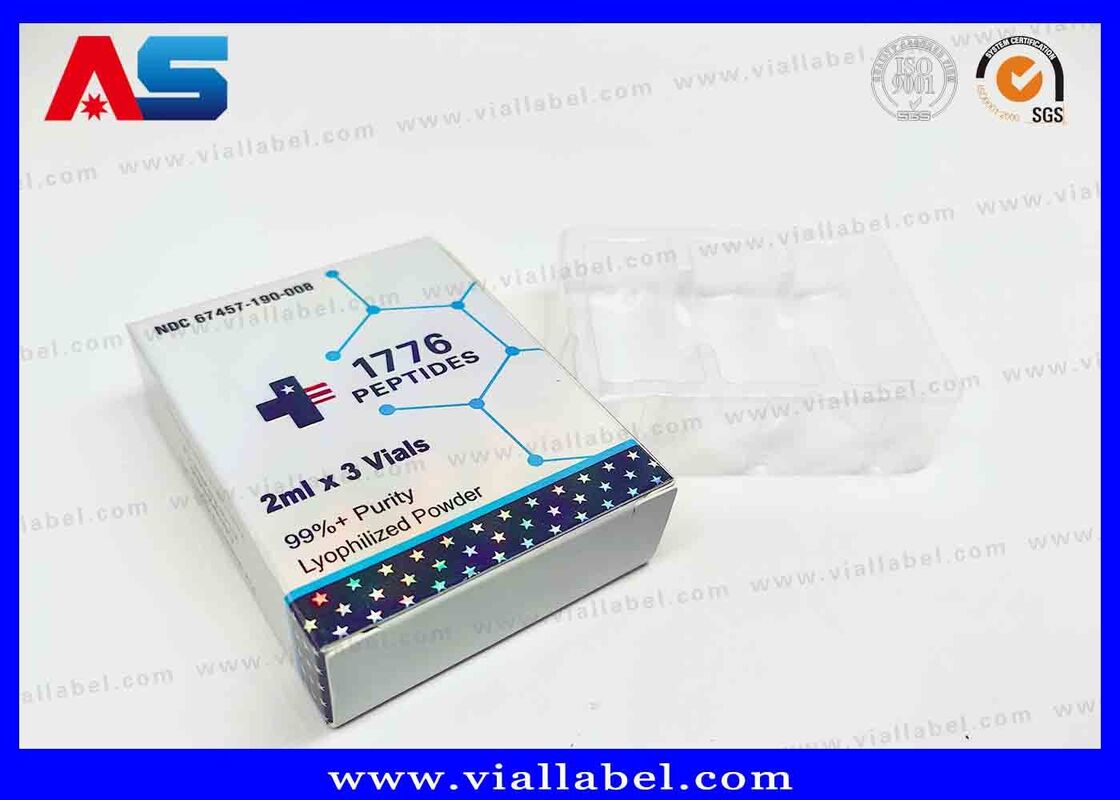 กล่องเลเซอร์โฮโลแกรม BPC ขนาดเล็ก, กล่องยาสำหรับใส่ขวดยา 2 ขวด ขนาด 3 มล. พร้อมพิมพ์