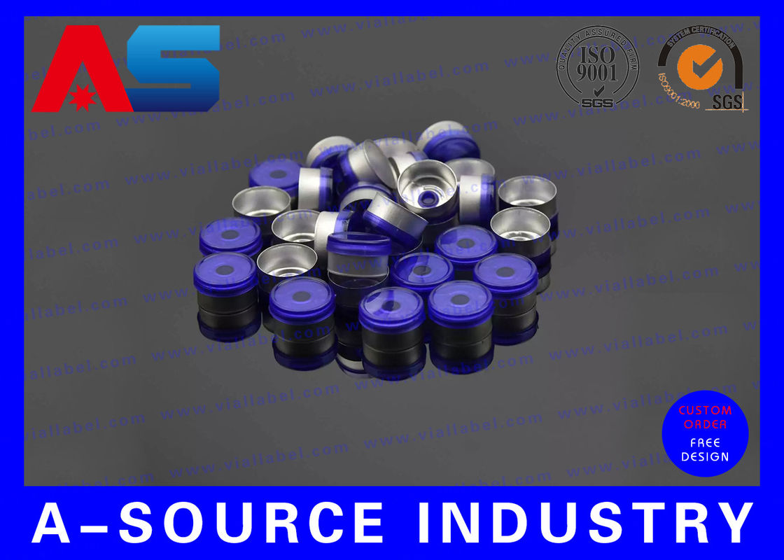 กระปุกแก้ว อลูมิเนียม Cap กับยาง Stopper สําหรับ 10ml / 2ml กระปุก electroplating สีดํา