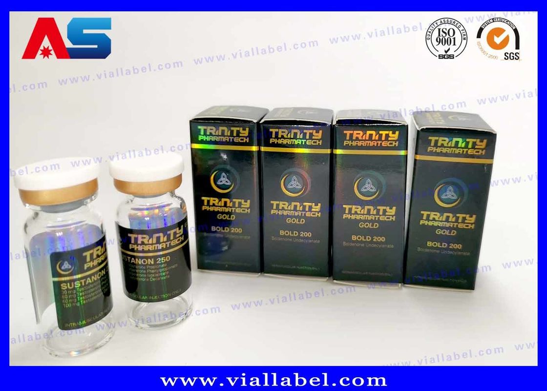 กล่องและฉลากขวดเล็กสำหรับห้องปฏิบัติการสีพานโทนโฮโลแกรมเลเซอร์ กล่องบรรจุภัณฑ์เพาะกาย